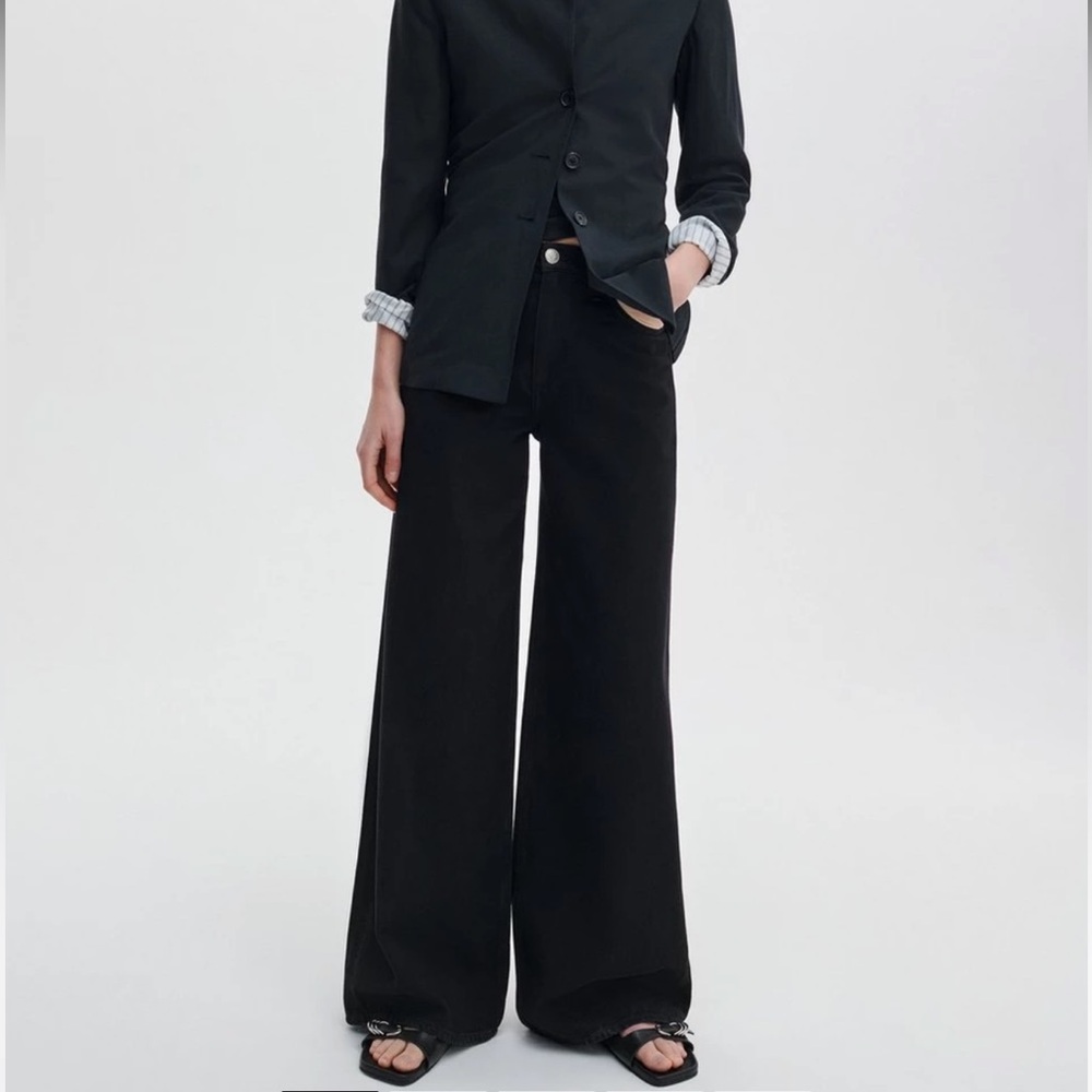 Rag & Bone Logan Wide-Leg Jeans Featherweight in Black